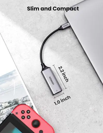 UGreen USB-C 3.1 Gen1 To Gigabit Ethernet Adapter 10CM (SPACE GRAY) - Image 4